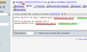 Atualizar o endereço do WordPress pelo banco de dados MySQL