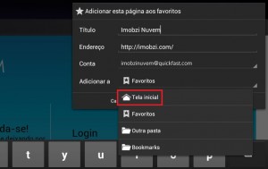 adicionando página web à tela inicial do Android.