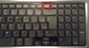 localização do botão prntscr para print screen no teclado