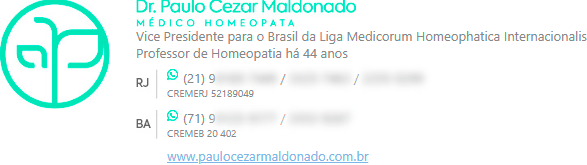 Imagem com nome escrito por uma imagem, marca, números de telefone e site