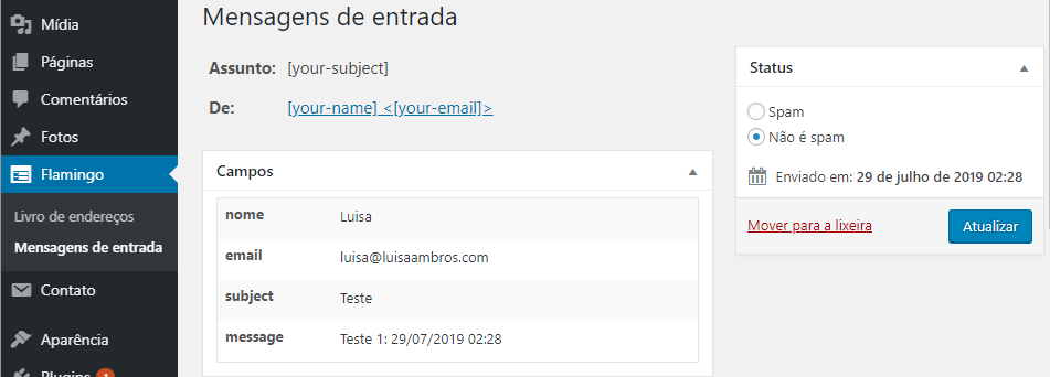 flamingo-wordpress-mensagens-de-entrada-ver