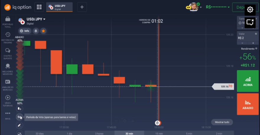 Opção "Período de Vela" no IQ Option