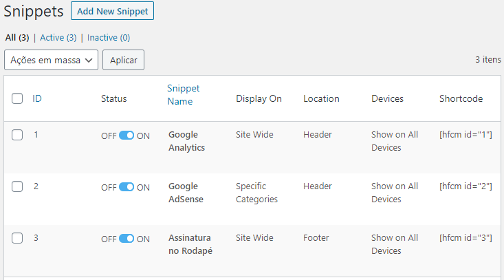 Snipets para Inserir Códigos no WordPress