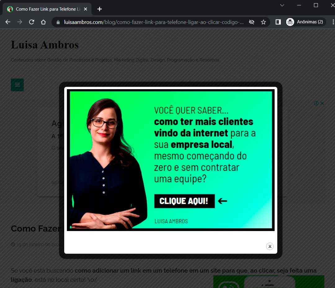 Plugin de Popup Lightbox para WordPress Gratuito Luisa Ambros